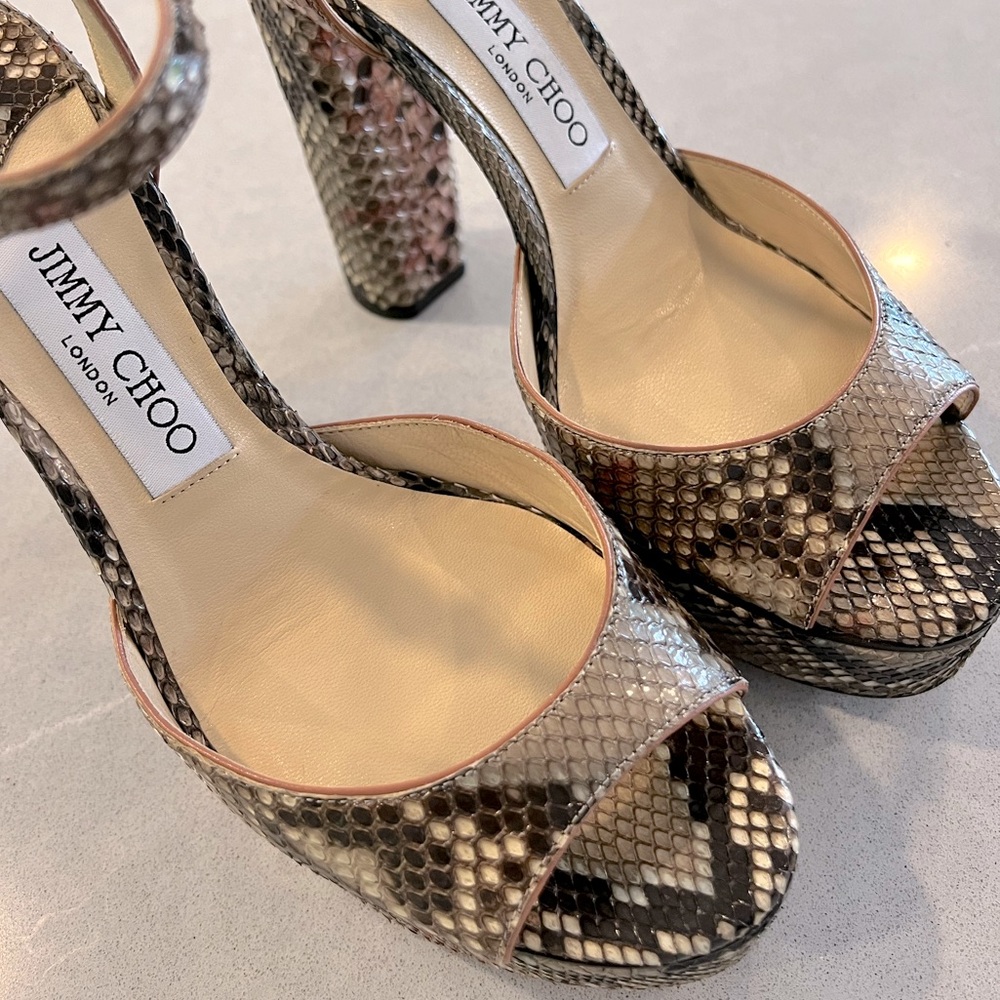 Jimmy Choo Peachy 125 / 38 Rosewood Mix Python Shoe - Picture 13 of 13